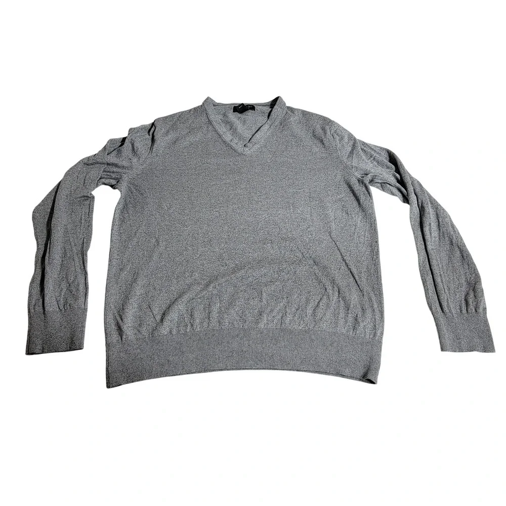 Banana Republic Mens Grey Silk Cotton Cashmere V-Neck Luxury Blend Sweater Large